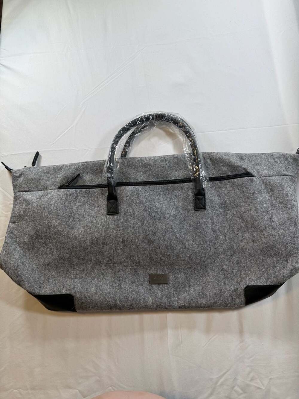 HUGO BOSS Parfums Gray Felt Weekender Duffle Bag Travel Carry-on